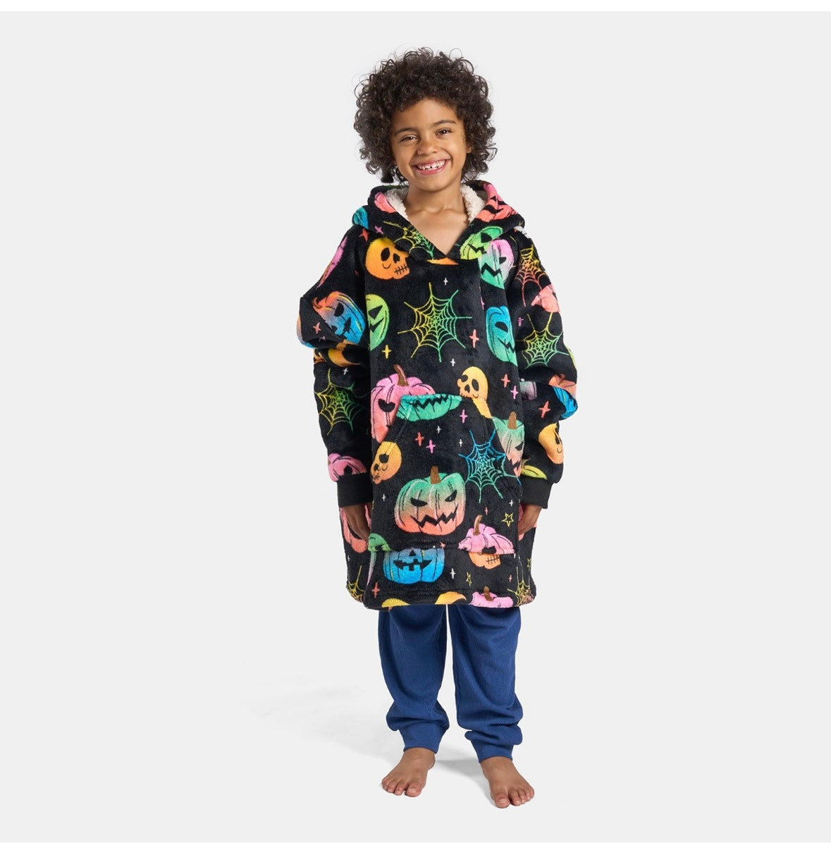 Kids Neon Halloween ๐ Print Hoodie Blanket