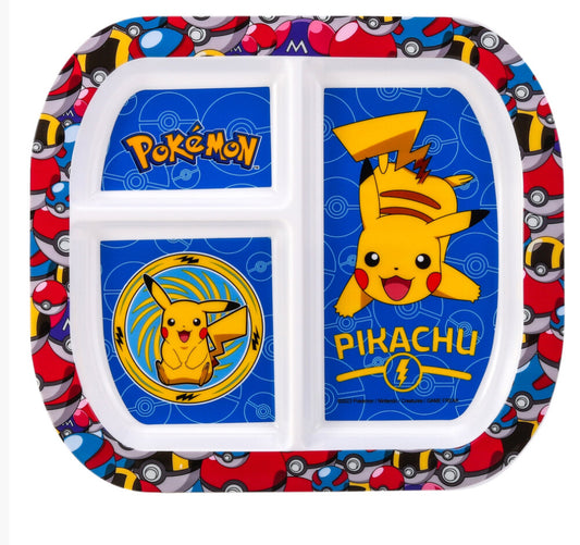 Pokémon 3 Section Childrens Divided Breakfast Lunch Dinner Plate