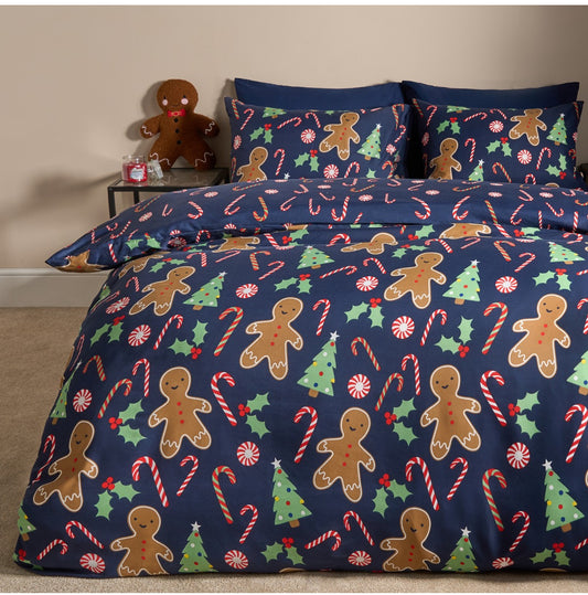 Gingerbread & Candy Cane Reversible Christmas Bedding