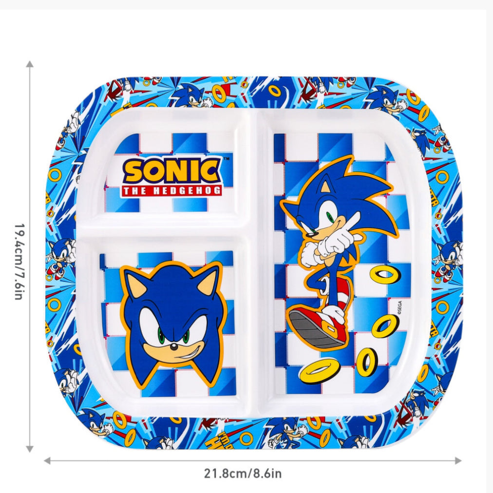 Sonic The Hedgehog 3 Section Divided Breakfast Lunch Dinner Plate
