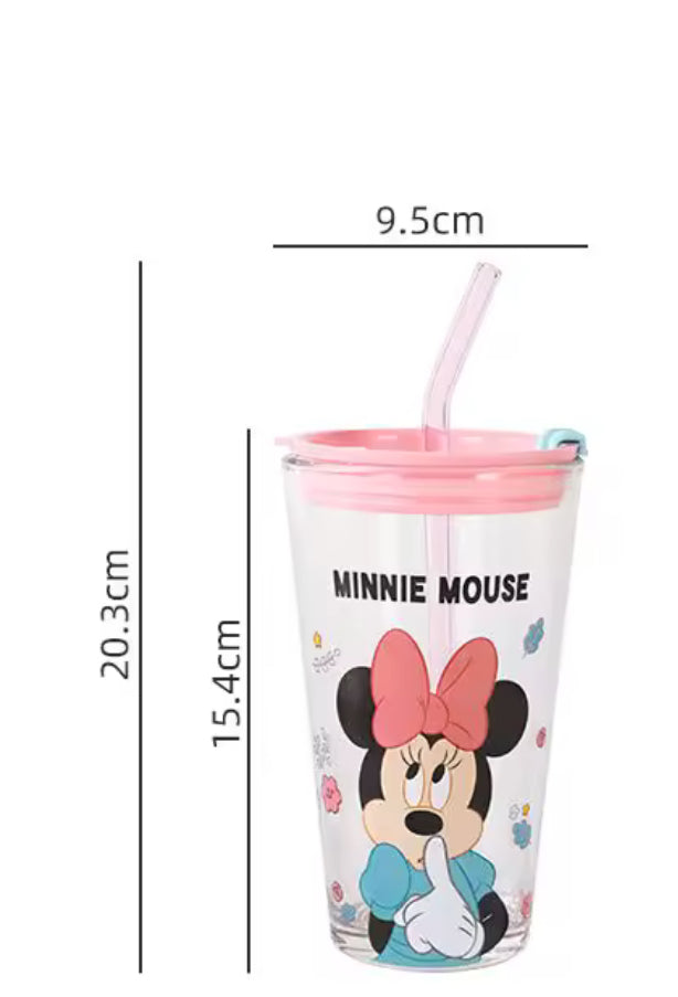 Characters Glass Cup With Straw