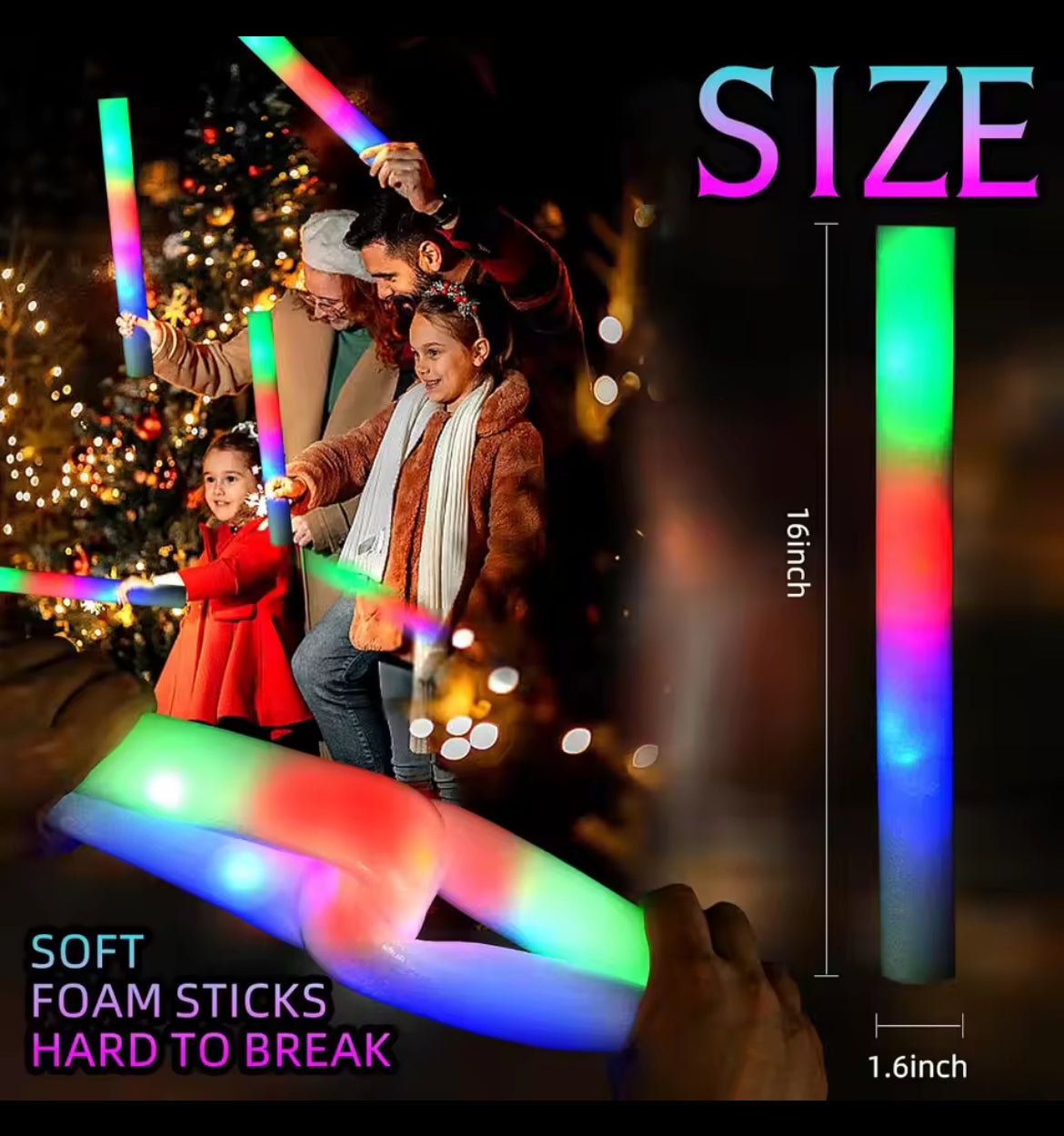 30Pc Foam Glow Sticks