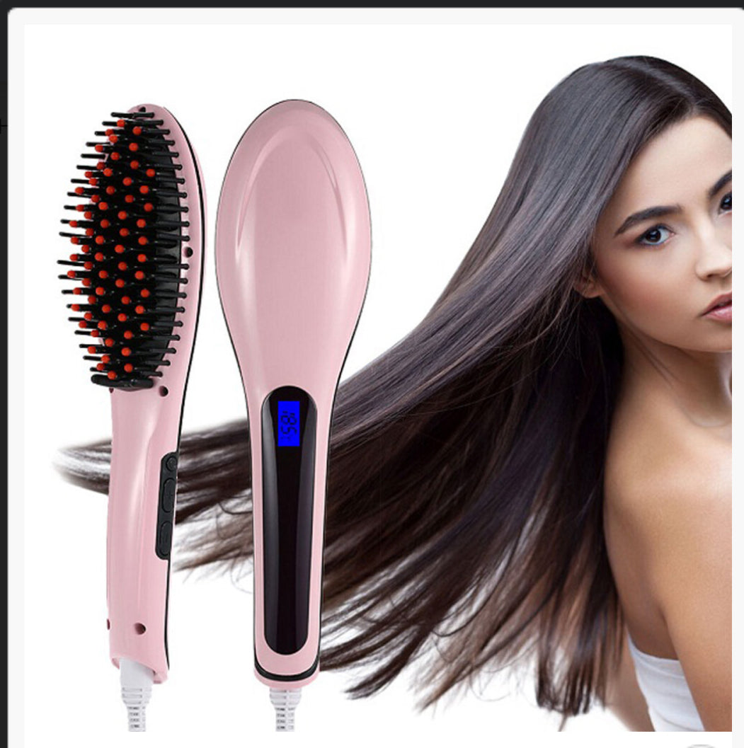 Hair Straightener Brush with LCD Screen