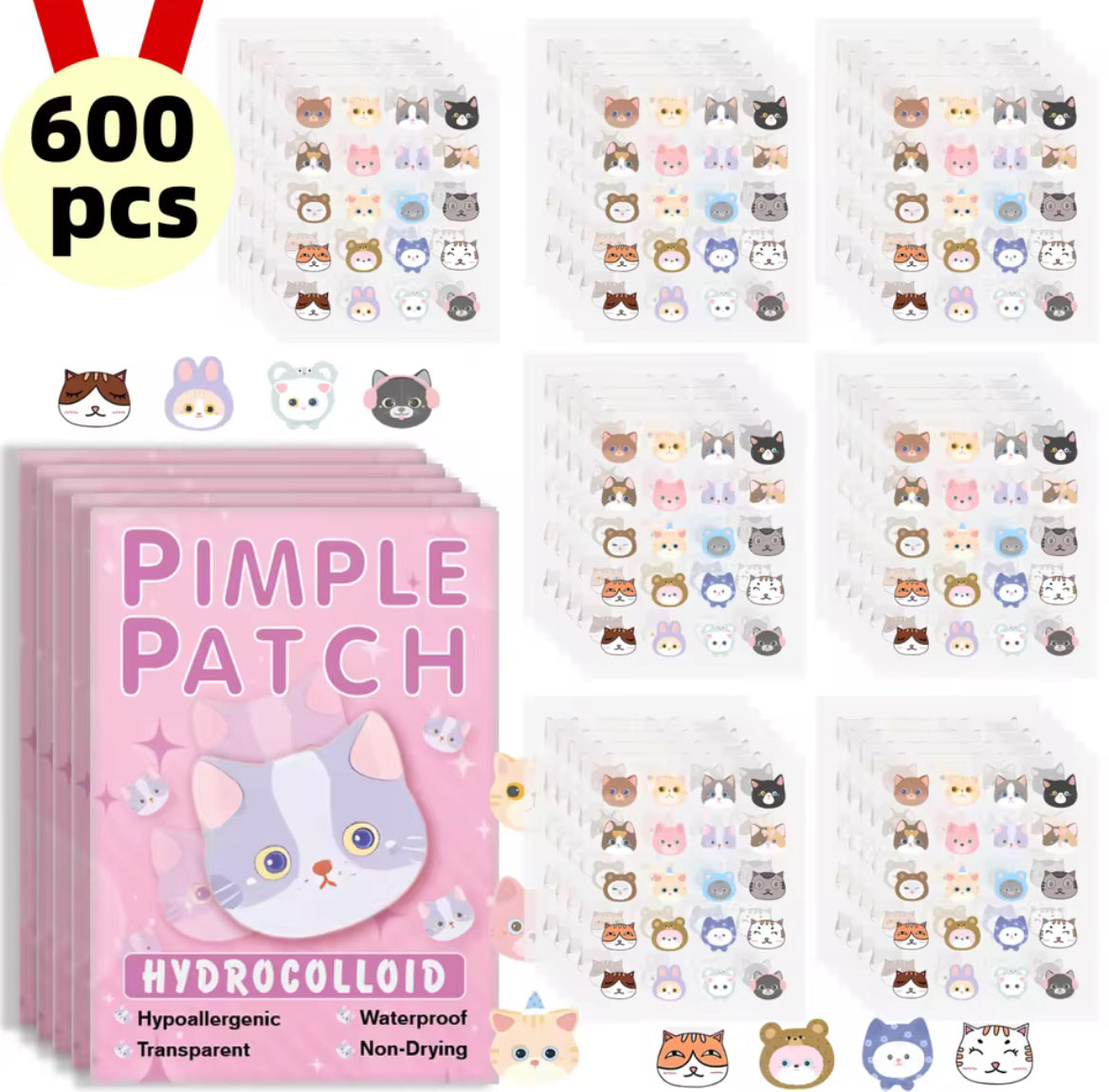 Hair Ties & Hair Clips & Pimple Patchs Bundle