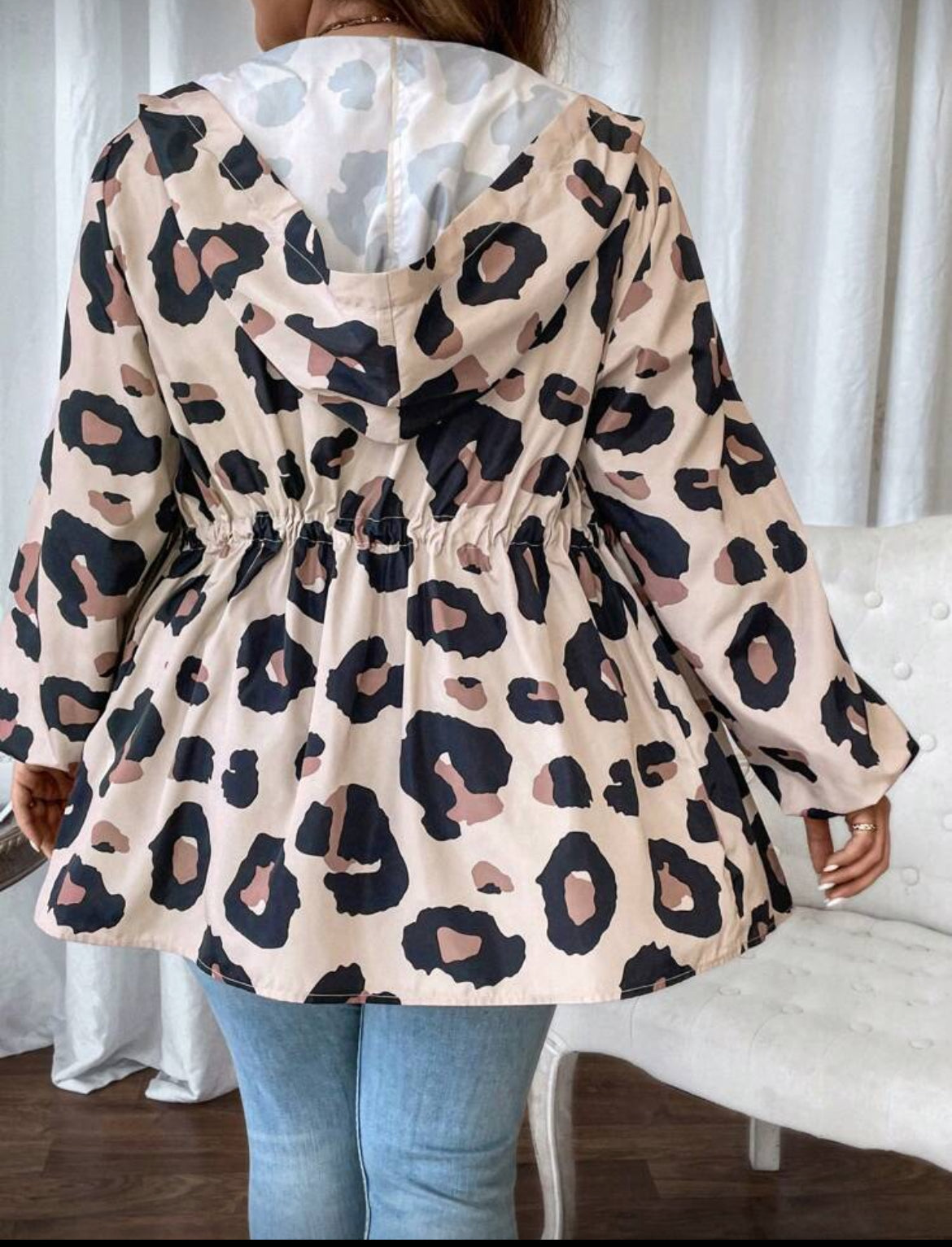 Plus Size Lepord Print Coat
