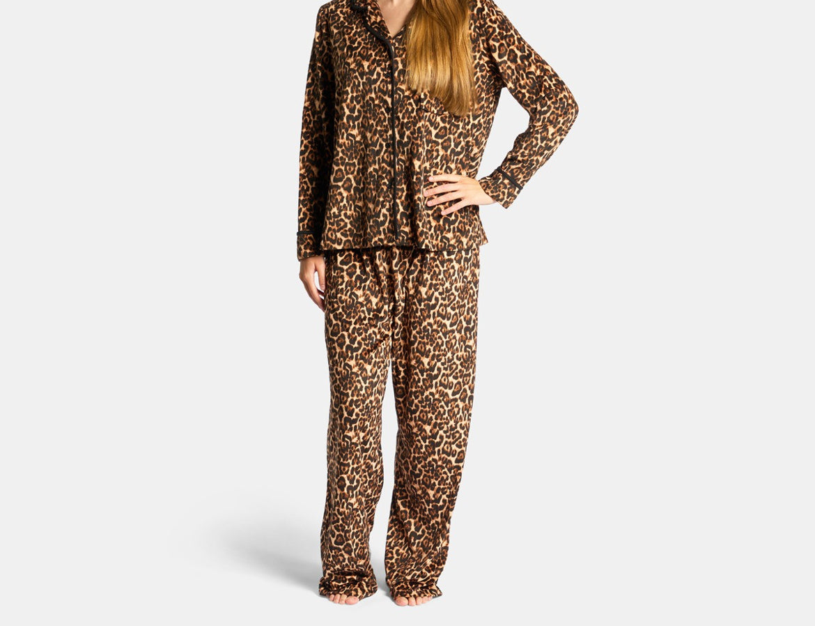 Leopard Print Button Through Pyjama Set