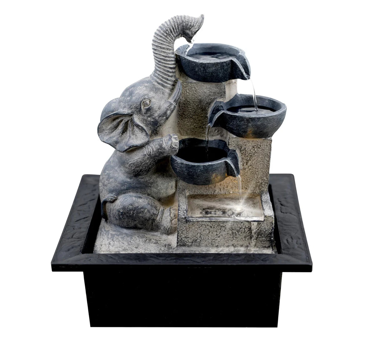 Elephant and Bowls Water Feature Indoor With LED