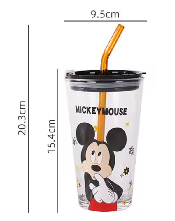 Characters Glass Cup With Straw
