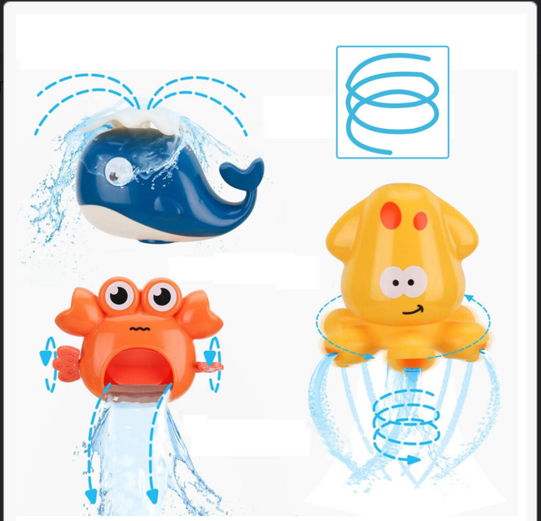 Kids Bath Toy Water Spray Whale Squid Crab Model Suction Water Toys