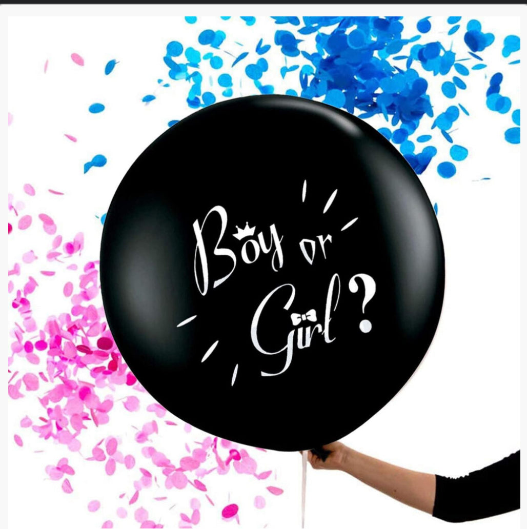Gender Reveal 36 Inch Balloon with Pink and Blue Confetti