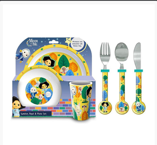 Moon and Me Kids 6 Piece Dinner Set - Plate/Bowl/Cup/Knife/Fork/Spoon