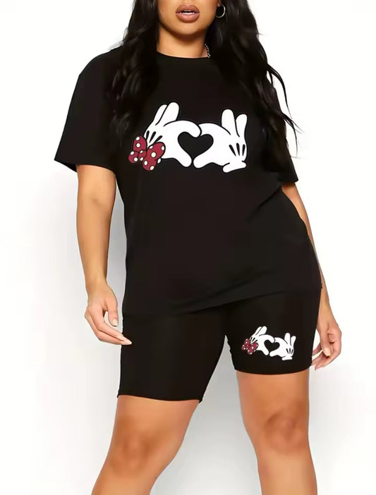 Plus Size Womens Mouse Short & T-shirt Set