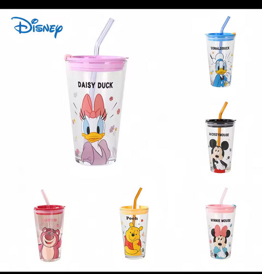 Characters Glass Cup With Straw