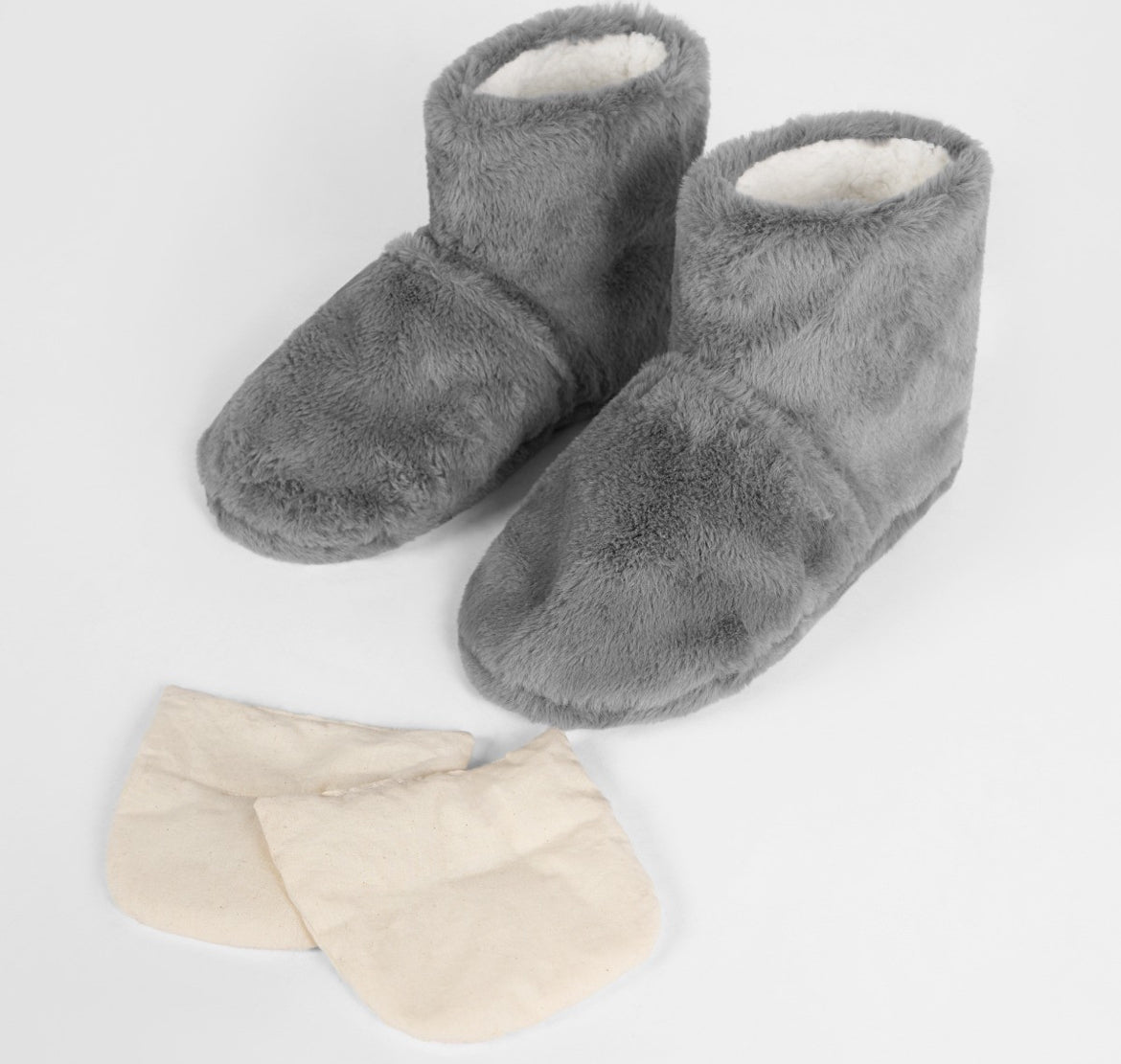 Microwavable Faux Fur Boot Slippers - Grey