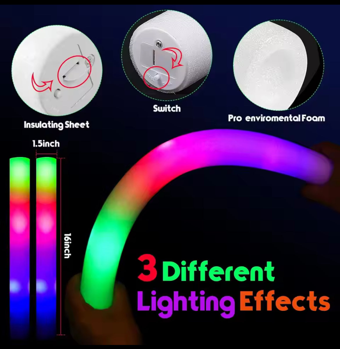 30Pc Foam Glow Sticks