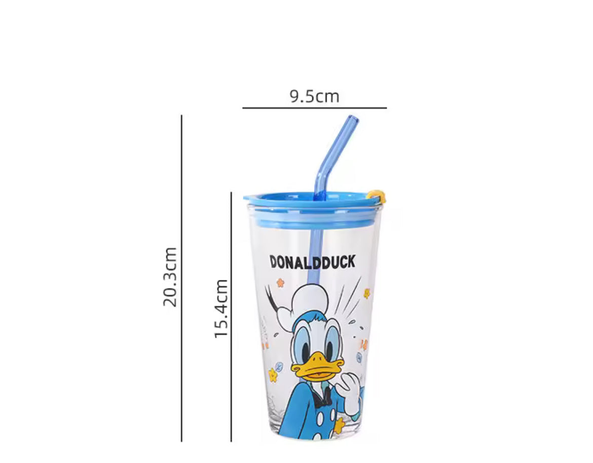 Characters Glass Cup With Straw