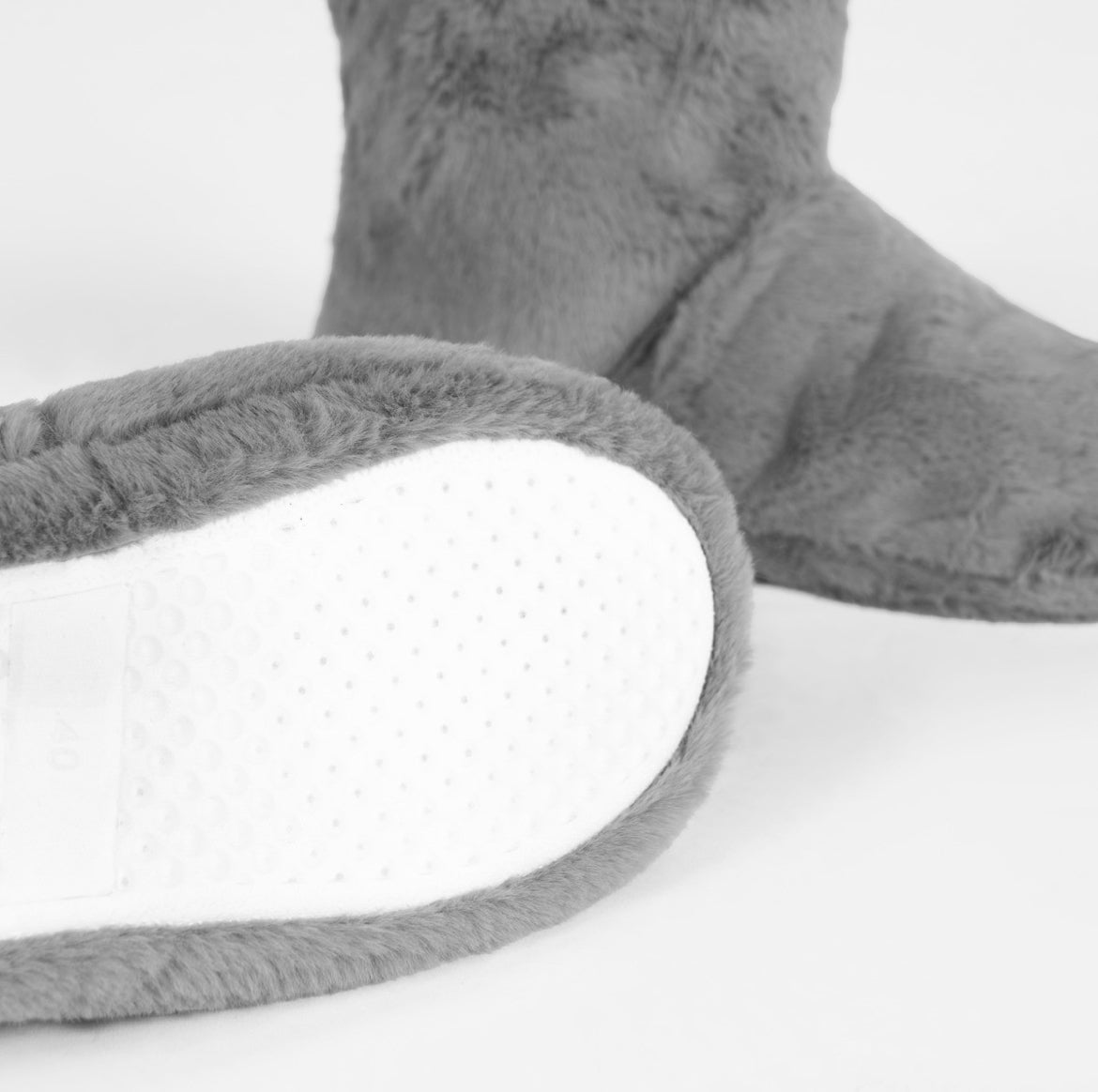 Microwavable Faux Fur Boot Slippers - Grey