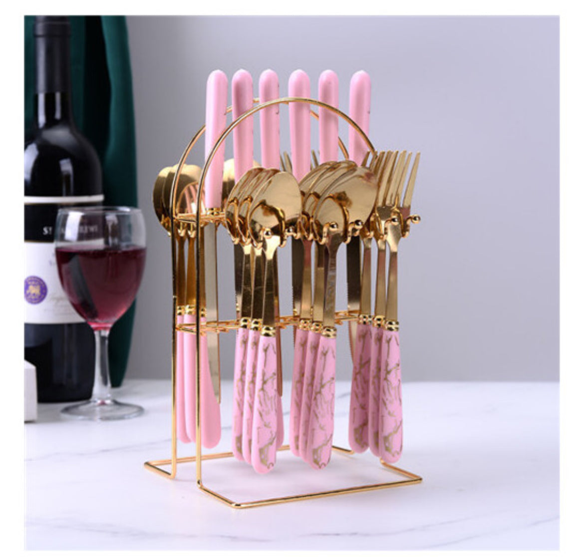 Ceramic Stainless Steel Cutlery Sets Of 24 Pieces