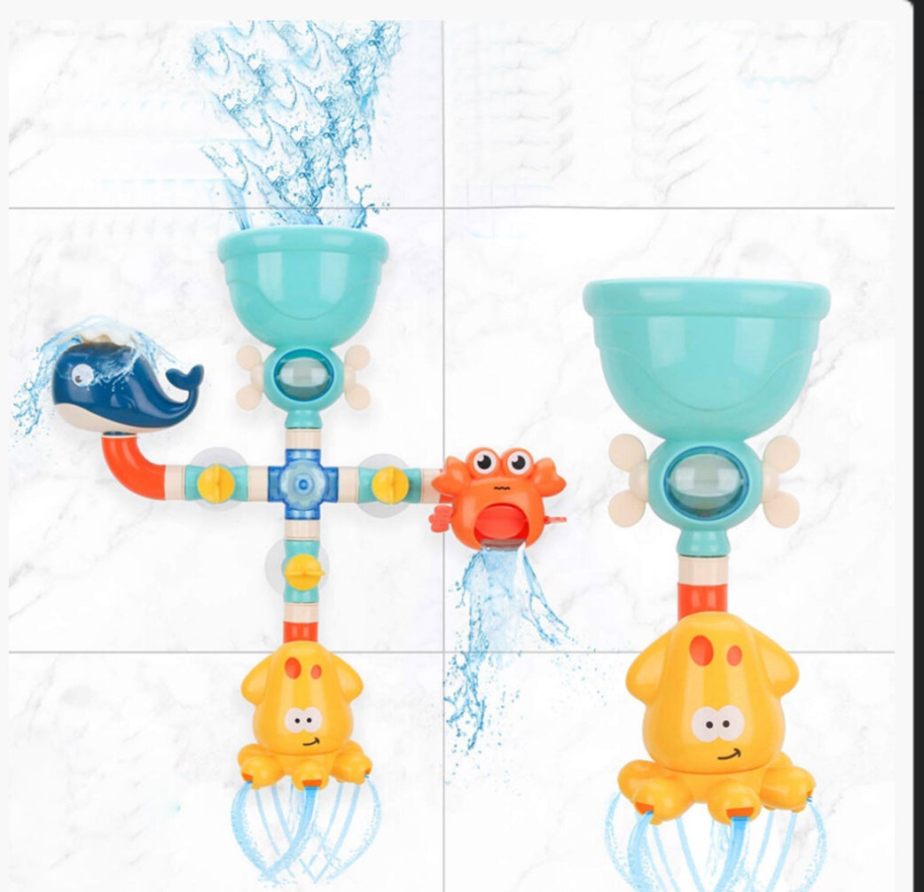 Kids Bath Toy Water Spray Whale Squid Crab Model Suction Water Toys