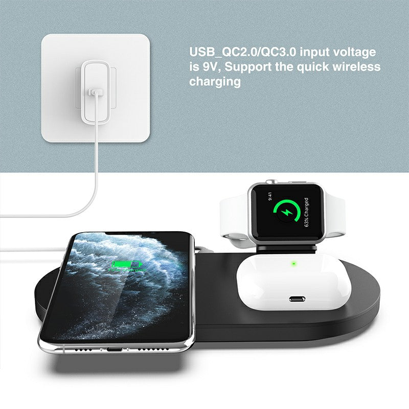 3 in 1 Wireless 10W Qi Fast Charger Station