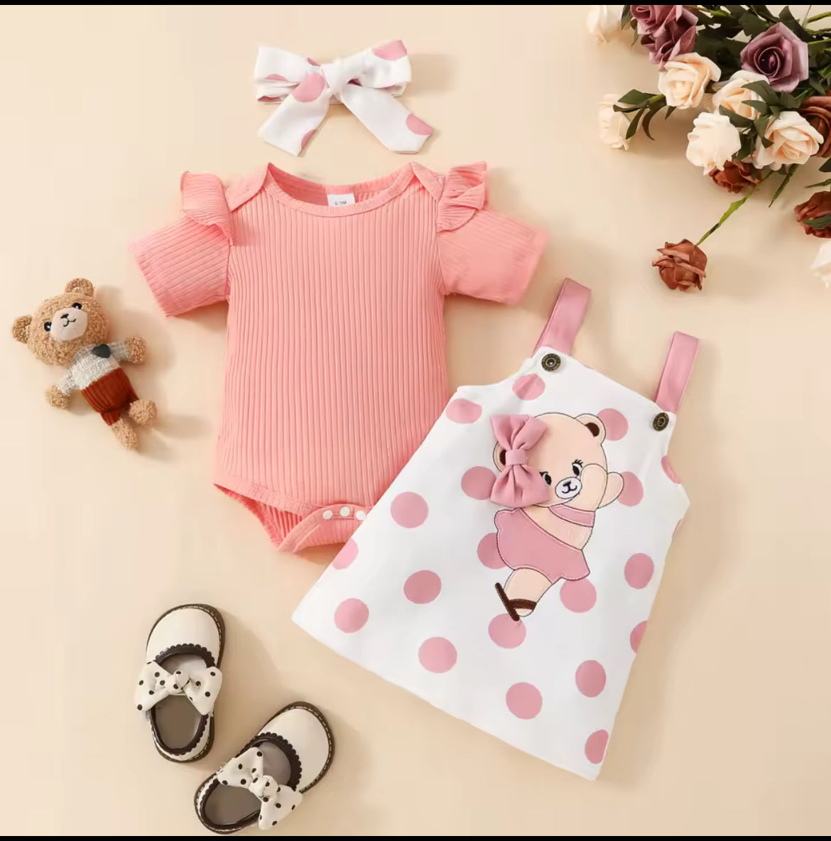 3Pc Baby Teddy Dress
