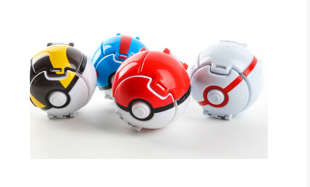 Pokemon 4 pieces set bouncing poke ball touch pop-up fighting toy