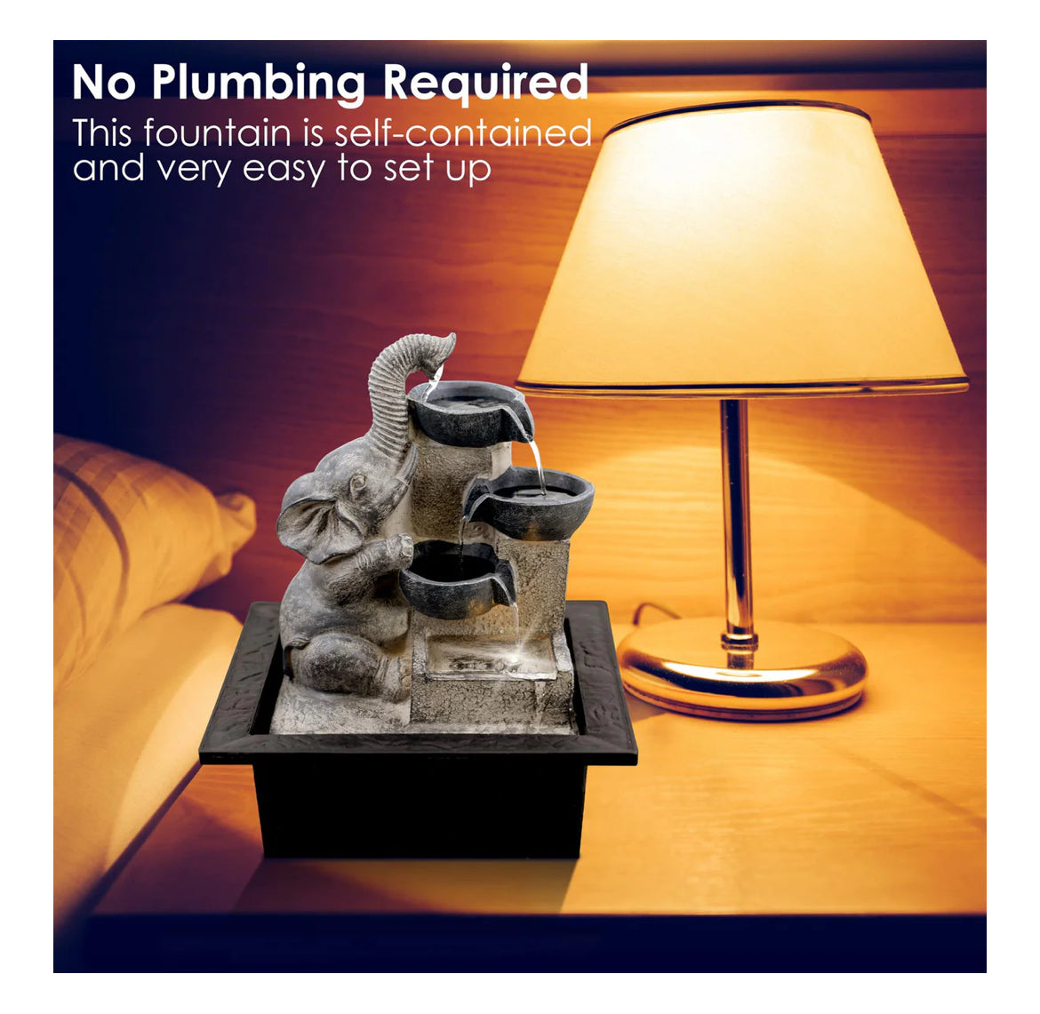 Elephant and Bowls Water Feature Indoor With LED