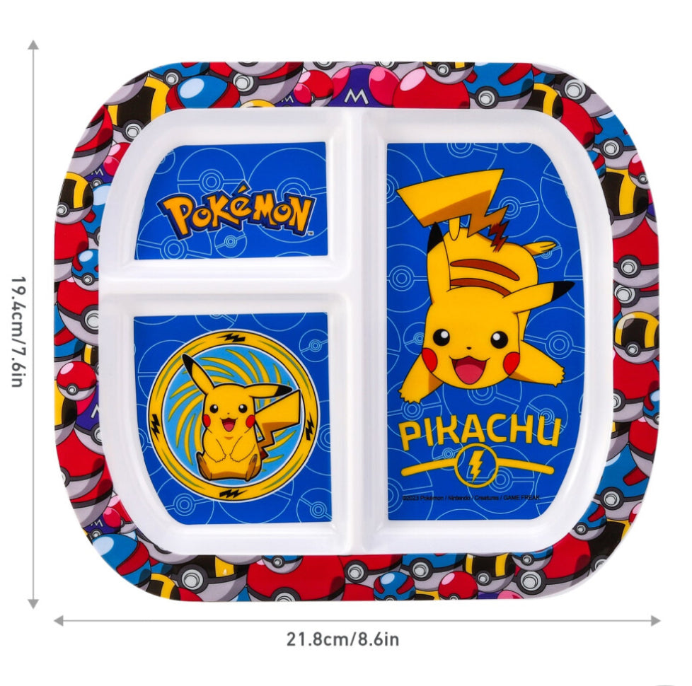 Pokémon 3 Section Childrens Divided Breakfast Lunch Dinner Plate