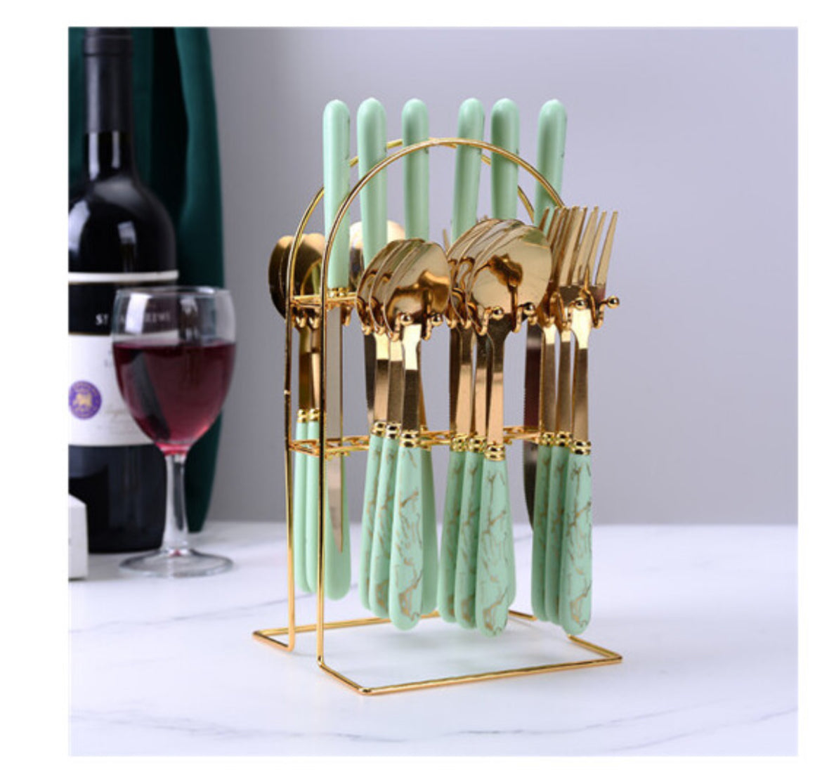 Ceramic Stainless Steel Cutlery Sets Of 24 Pieces