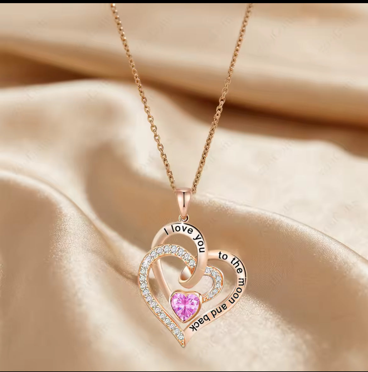 I Love You Too The Moon Back Necklace & Roses