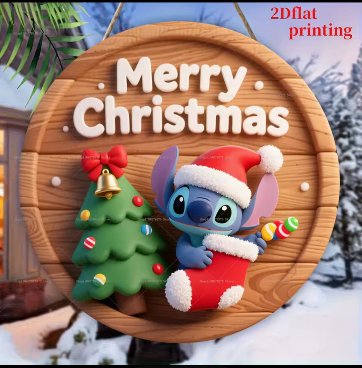 Alien Christmas Hanging Sign