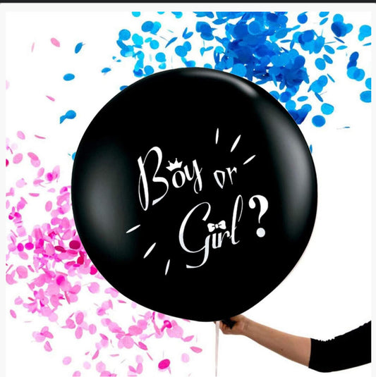 Gender Reveal 36 Inch Balloon with Pink and Blue Confetti
