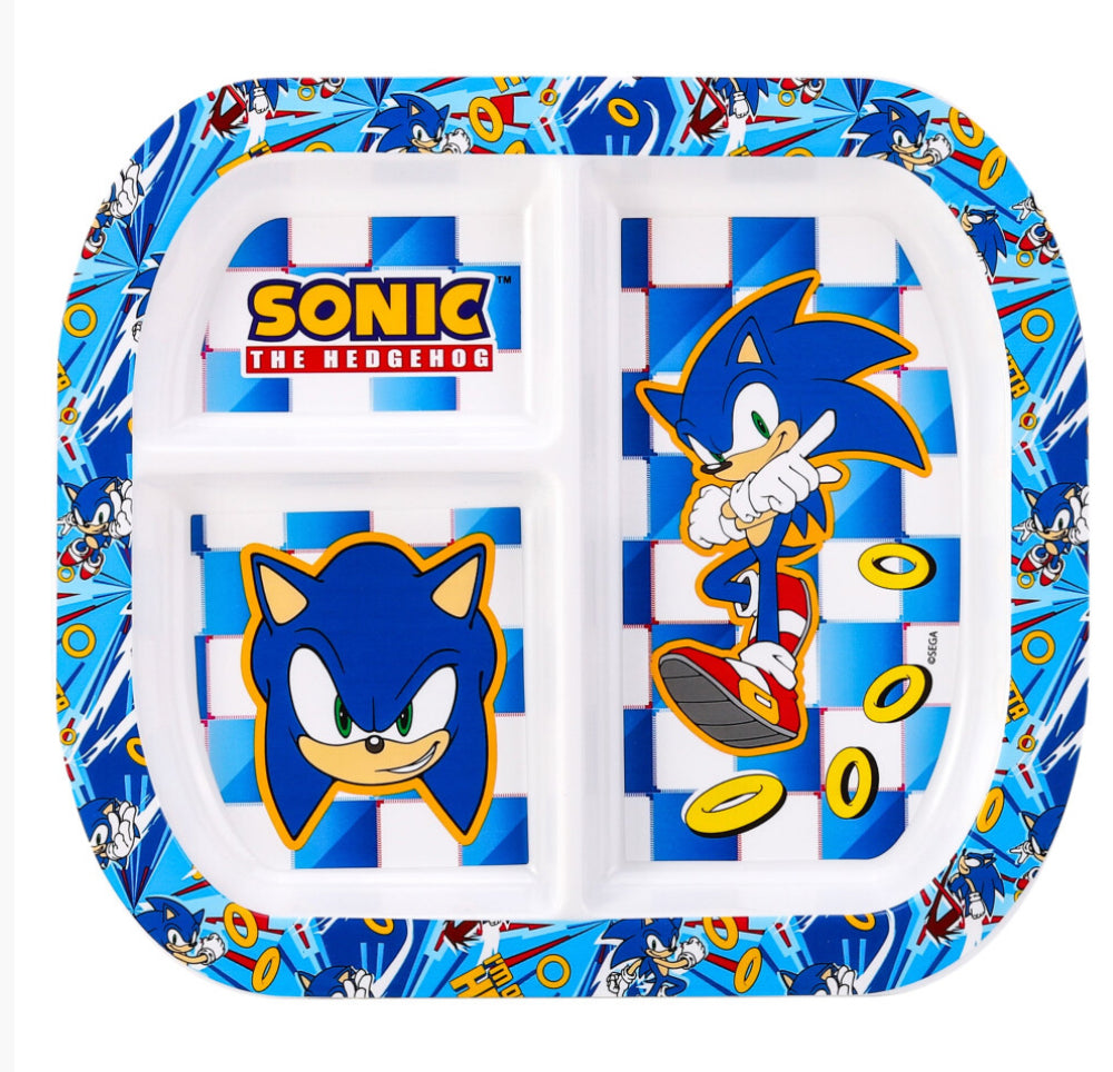 Sonic The Hedgehog 3 Section Divided Breakfast Lunch Dinner Plate