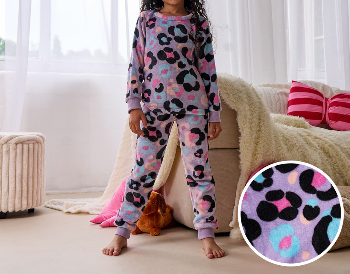 Girls Lepord Print PJS