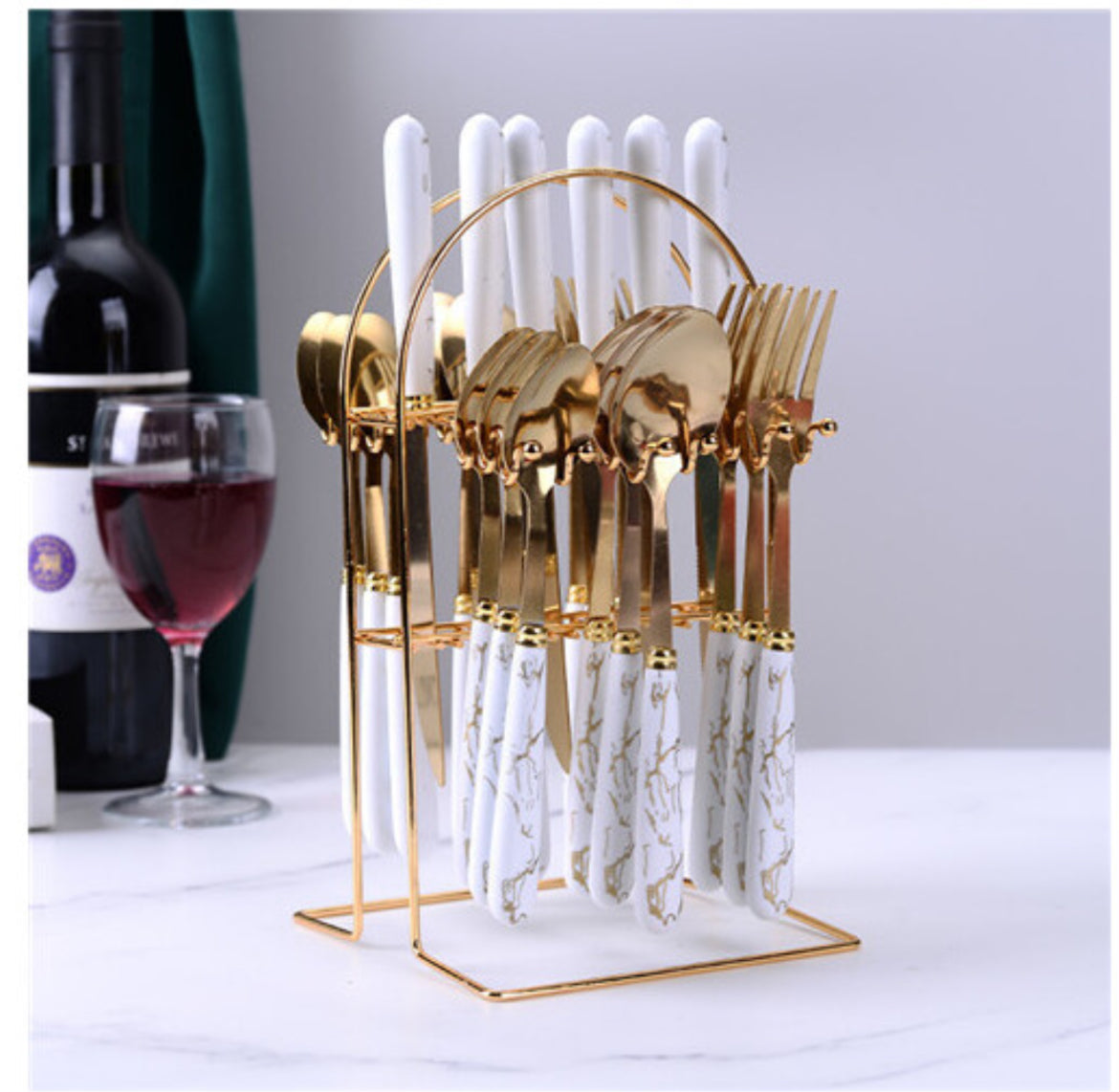 Ceramic Stainless Steel Cutlery Sets Of 24 Pieces