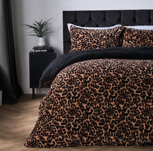 Leopard Fleece Duvet Cover Set