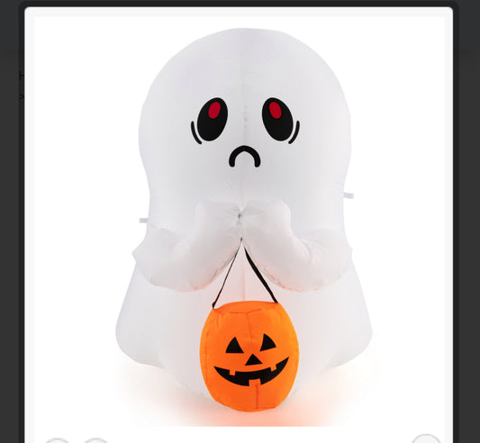 120cm Halloween Inflatable Ghost Holding Pumpkin Quick Blow up Decor