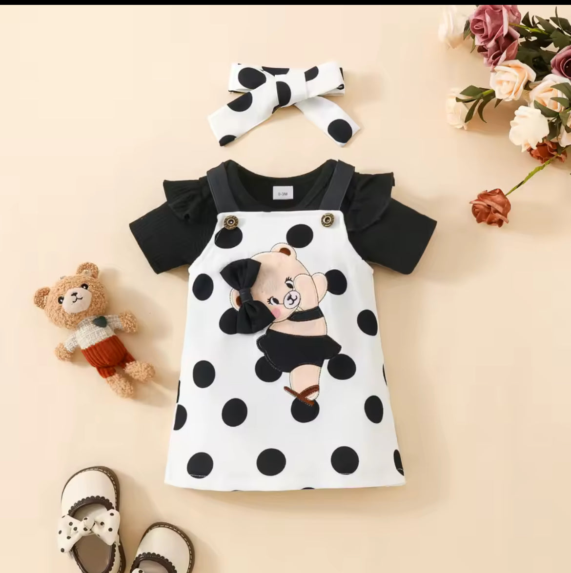 3Pc Baby Teddy Dress