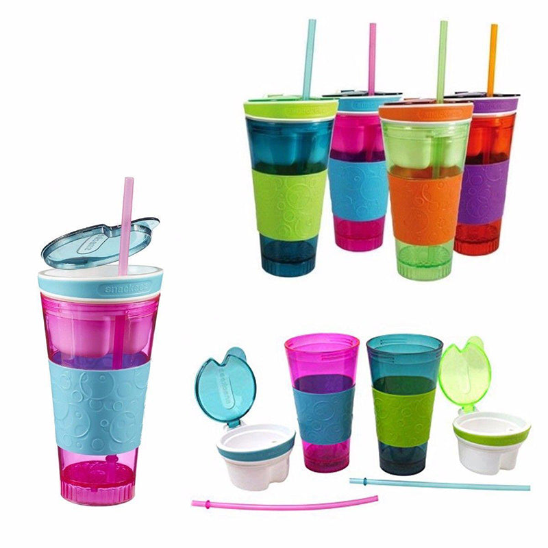 2-in-1 Plastic Travel Snack & Drink Cup
